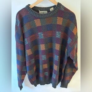 Vintage 90’s Segreto Italian Men's Multicolor Check Knit Sweater xxl
